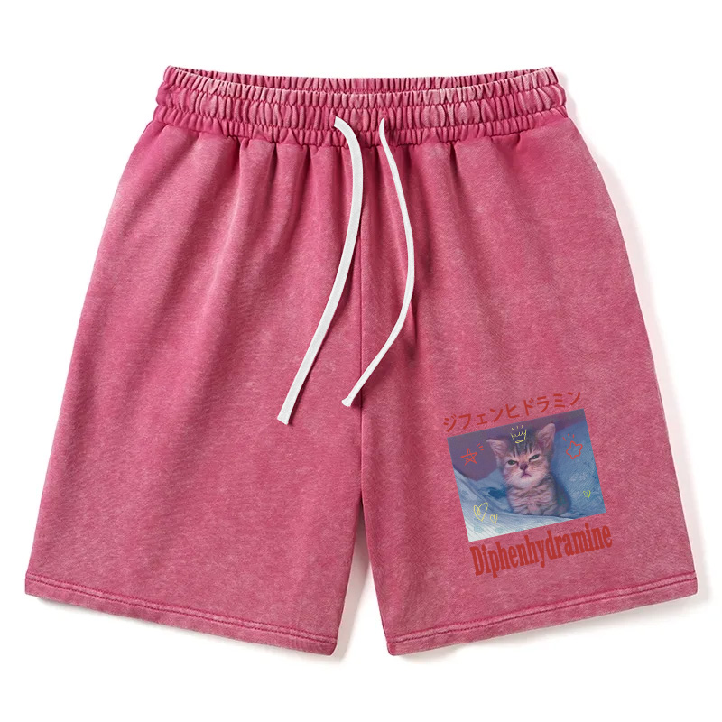 Modecanvas Diphenhydramine Cat Funny Meme Washed Short