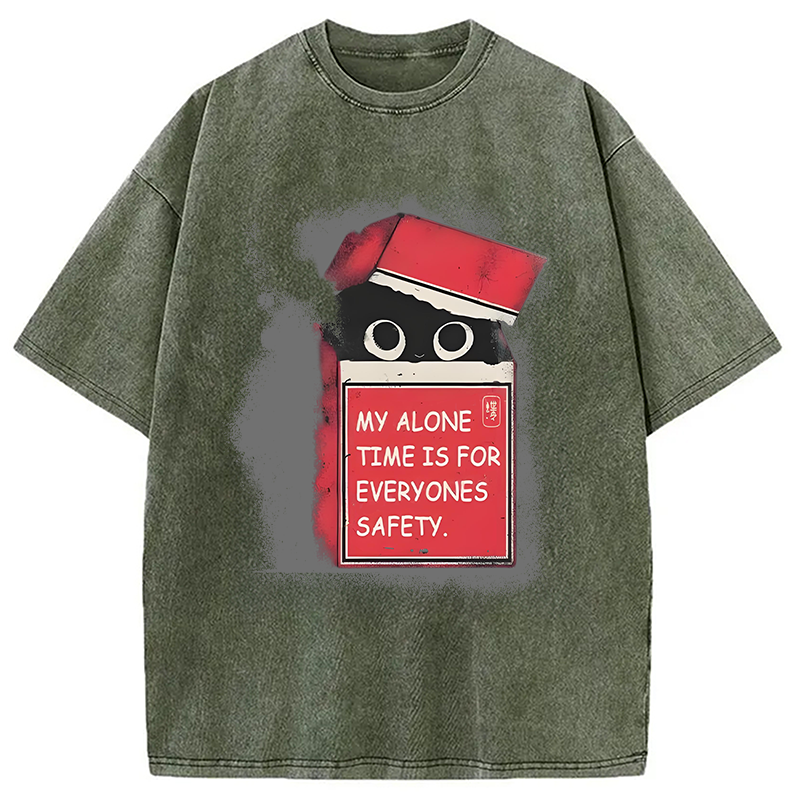Modecanvas Funny Cat In A Cigarette Box Washed T-Shirt