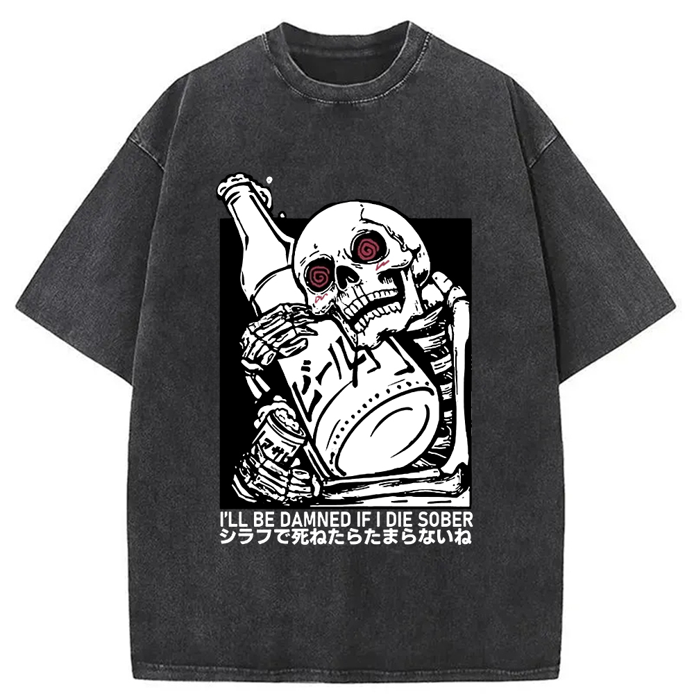 Modecanvas Wine Is Essential In Life Washed T-Shirt-modecanvas