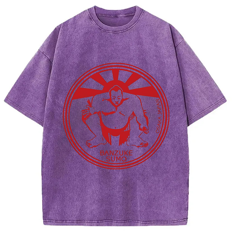 Modecanvas Sumo Wrestling DTG Printing Washed T-Shirt