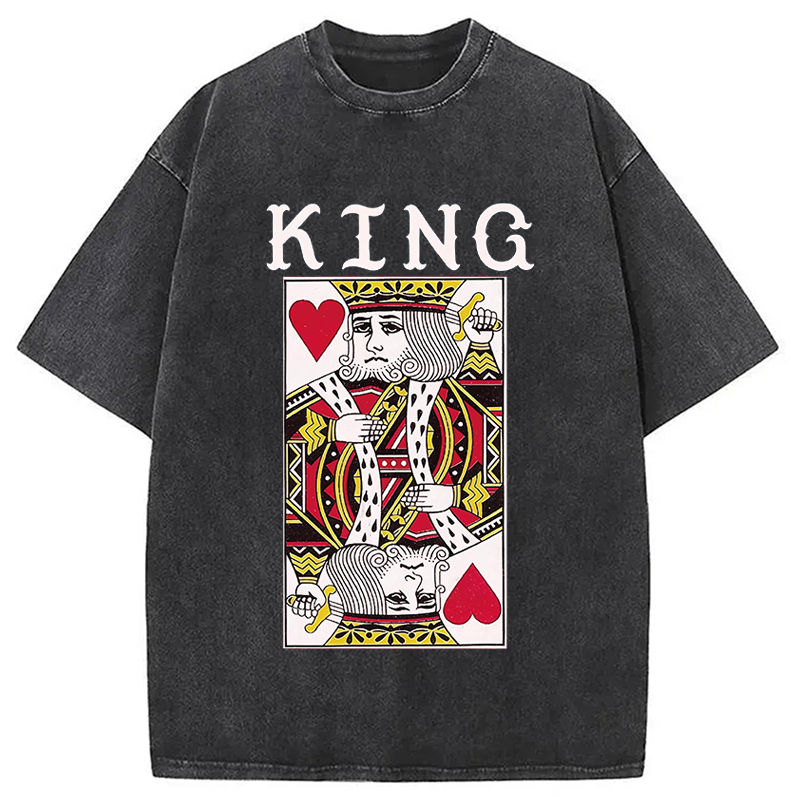 Modecanvas King of Hearts Mens DTG Printing Washed T-Shirt