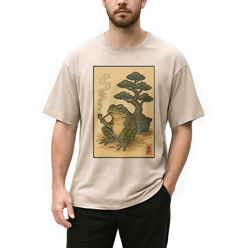 Modecanvas Japanese Frog & Bonsai Washed T-Shirt