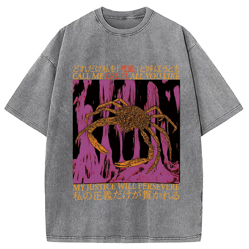 Modecanvas My Justice Will Persevere Funny Crab Washed T-Shirt