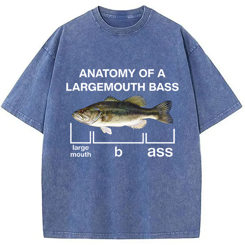 Modecanvas Anatomy Of A Large Mouth Bass Fish DTG Printing Washed T-Shirt