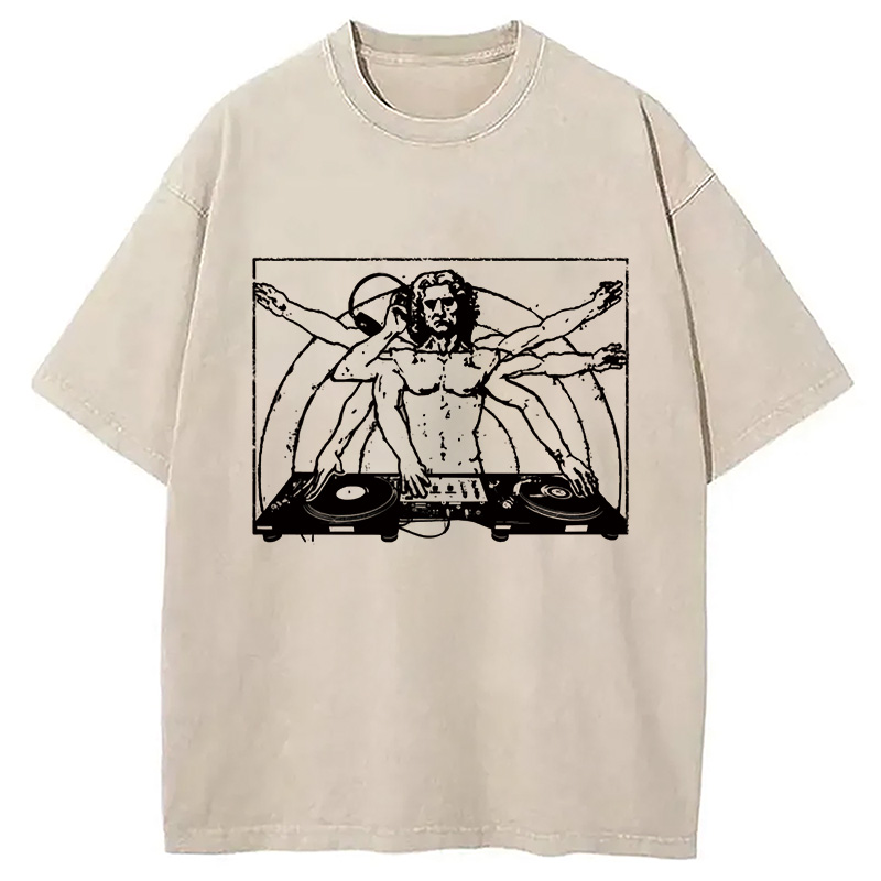 Modecanvas Da Vinci Cool DJ Washed T-Shirt