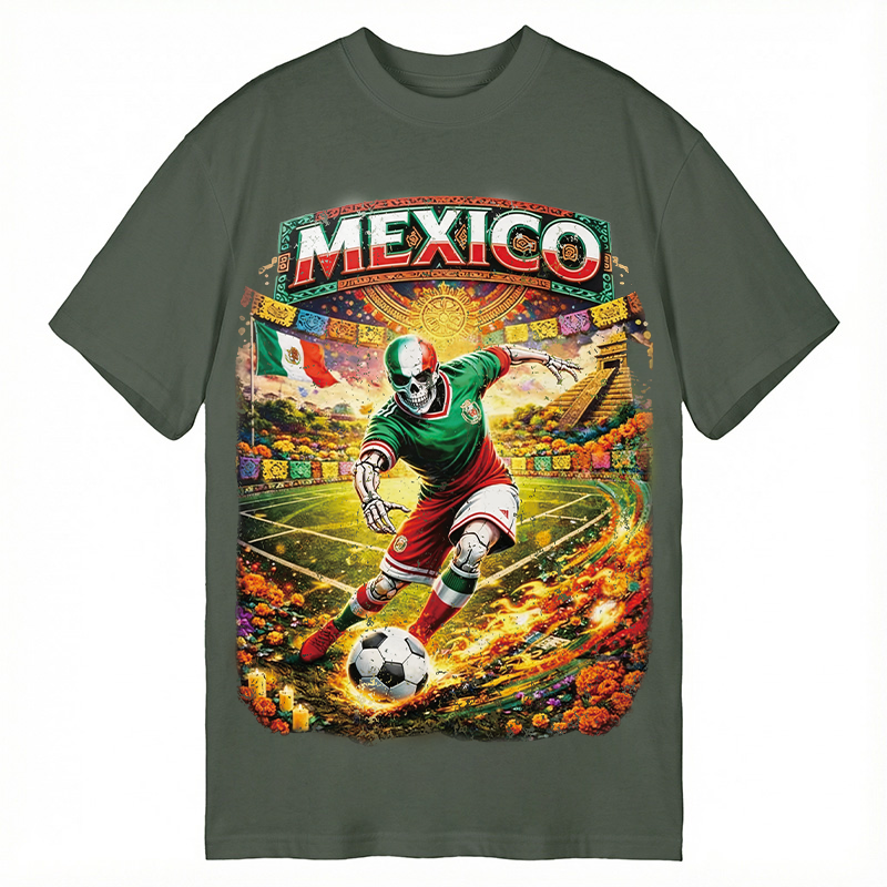 Modecanvas Mexico Skull Soccer DTG Printing Classic T-Shirt-modecanvas