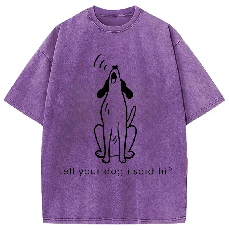 Modecanvas Howling Dog DTG Printing Washed T-Shirt