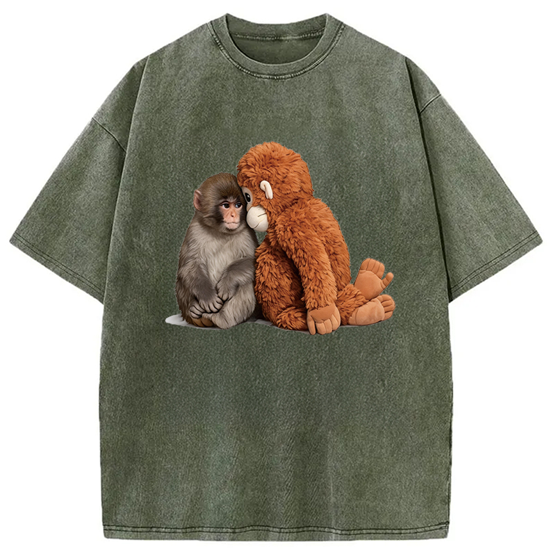 Modecanvas Plush Monkey DTG Printing Washed T-Shirt