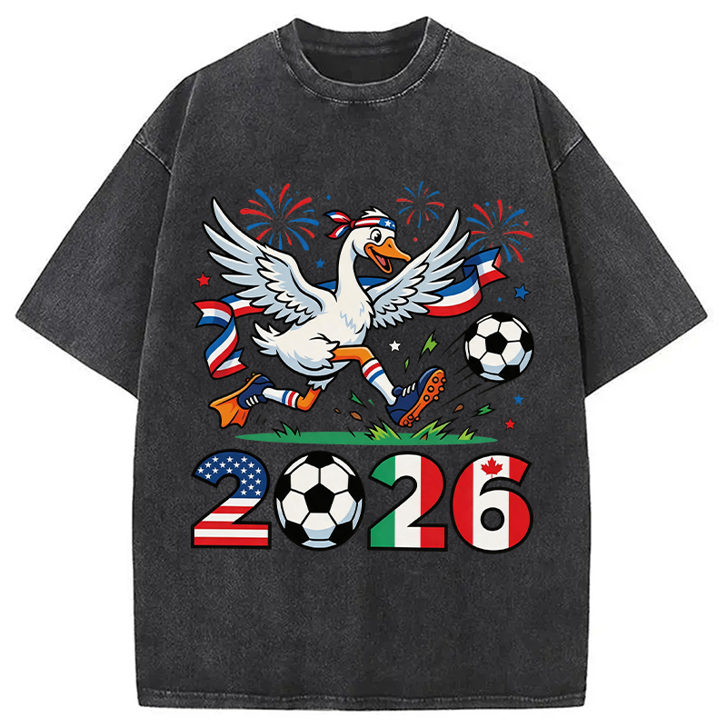 Modecanvas 2026 America Soccer Funny DTG Printing Washed T-Shirt