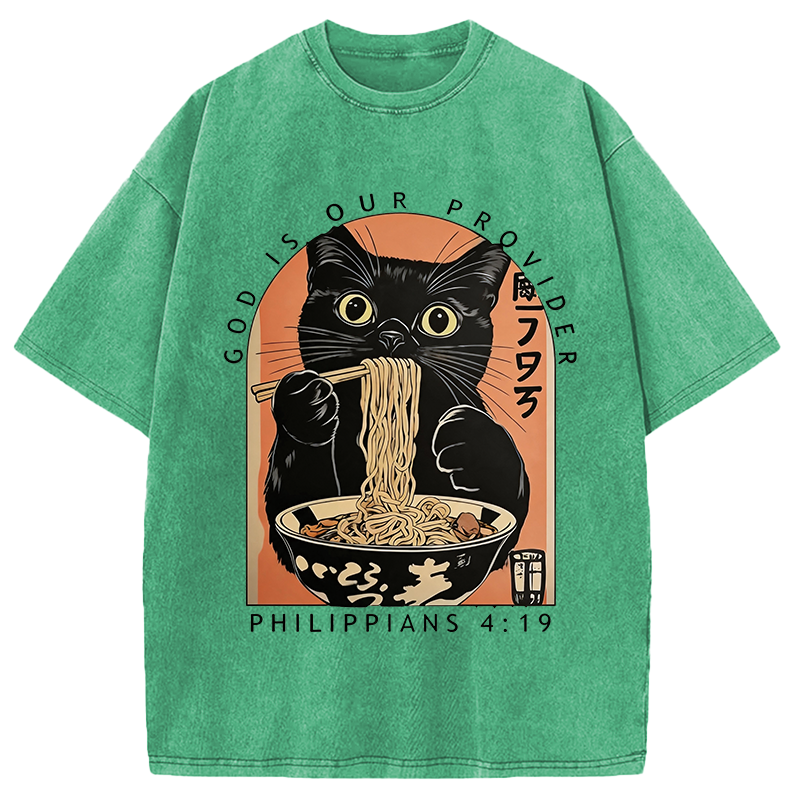Modecanvas God Is Our Provider DTG Printing Washed T-Shirt