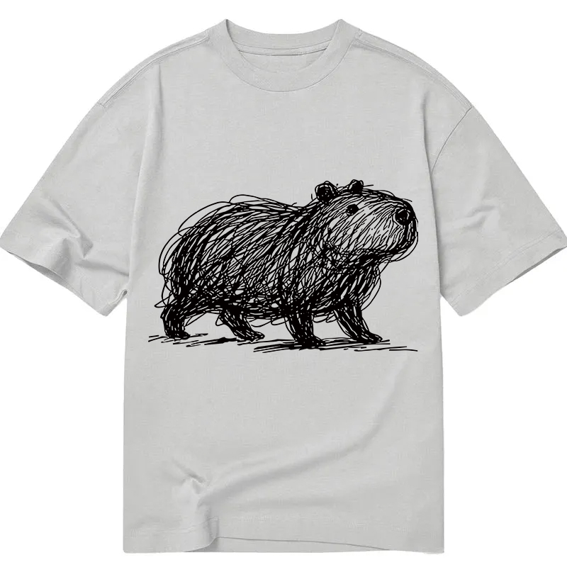 Modecanvas Minimalist Capybara DTG Printing Classic T-Shirt-modecanvas
