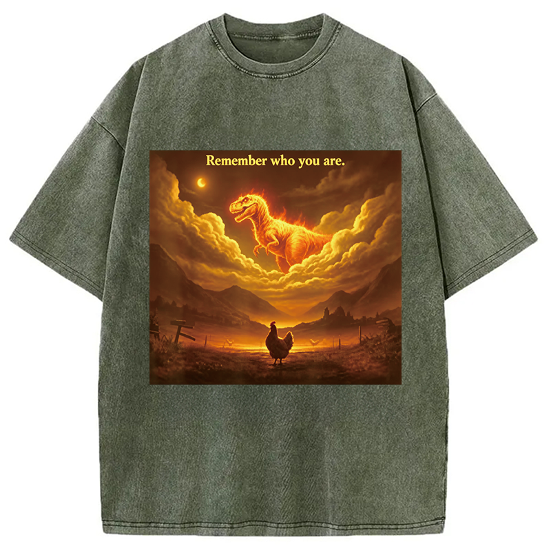 Modecanvas Funny Evolution Chicken Meme DTG Printing Washed T-Shirt