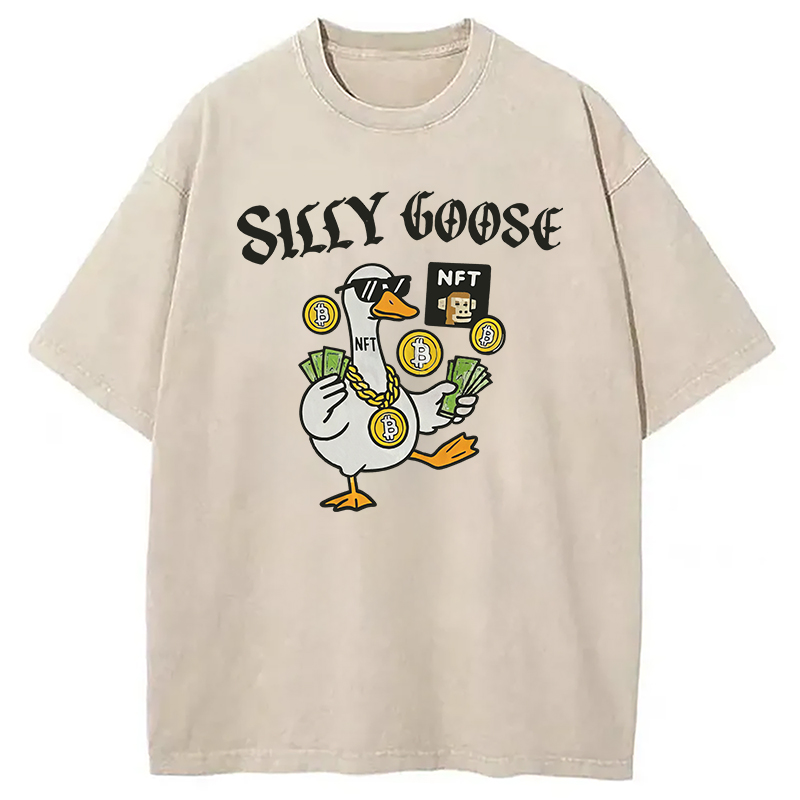 Modecanvas Silly Goose Crypto Bro NFT DTG Printing Washed T-Shirt