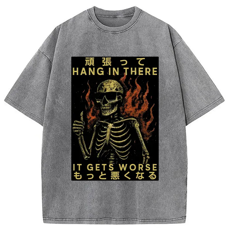 Modecanvas Skeletons Who Encourage Others DTG Printing Washed T-Shirt-modecanvas