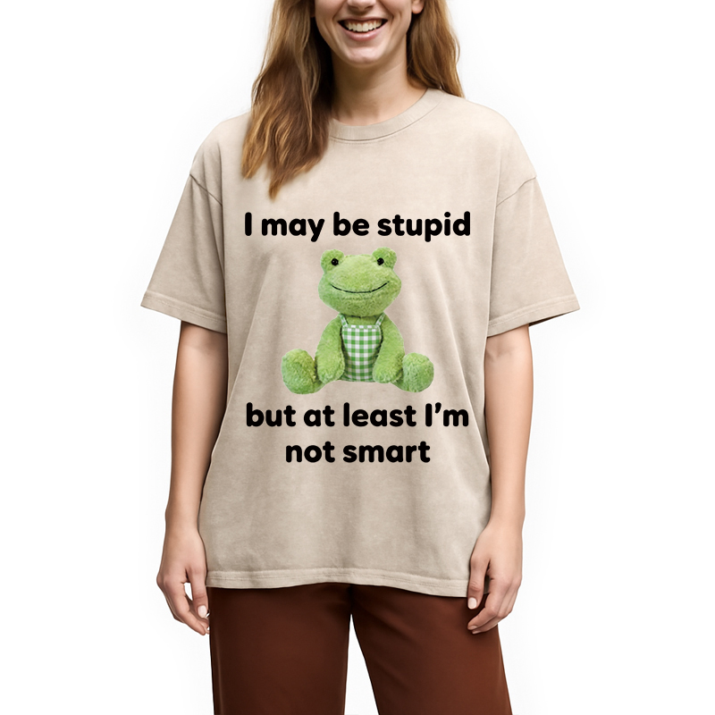 Modecanvas I May Be Stupid Alcohol Lover DTG Printing Washed T-Shirt