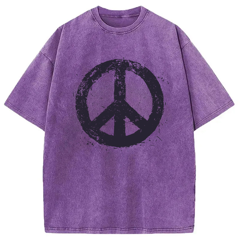 Modecanvas Peace Sign DTG Printing Washed T-Shirt
