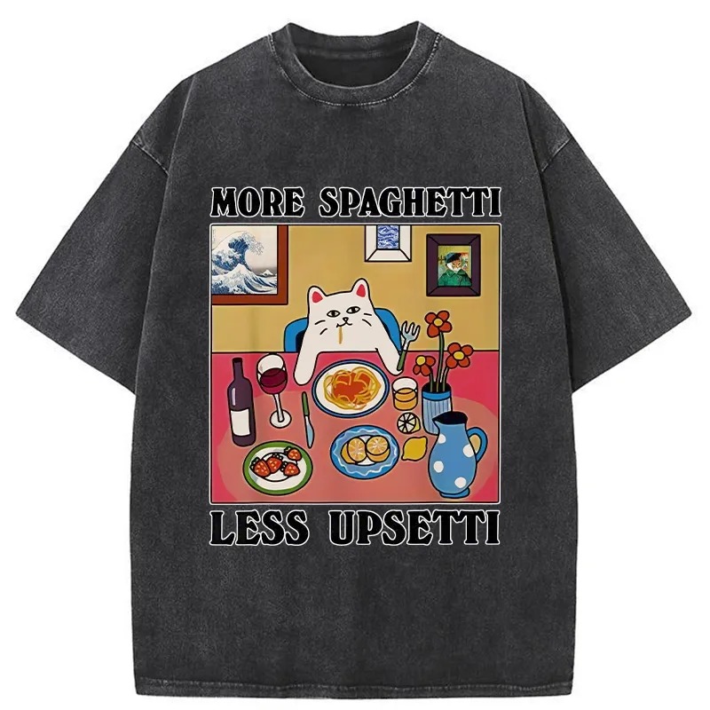 Modecanvas More Spaghetti Less Upsetti Washed T-Shirt-modecanvas