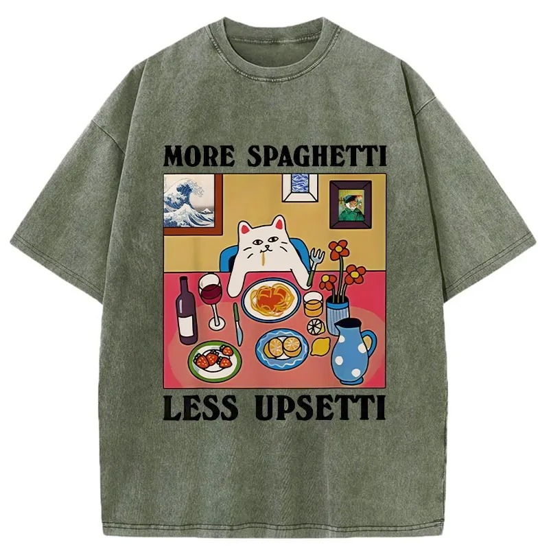 Modecanvas More Spaghetti Less Upsetti Washed T-Shirt-modecanvas