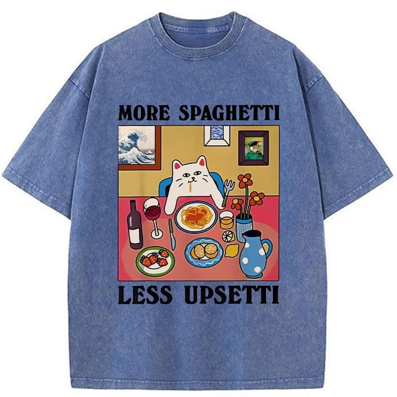 Modecanvas More Spaghetti Less Upsetti Washed T-Shirt-modecanvas