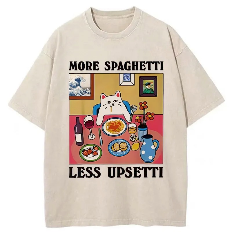 Modecanvas More Spaghetti Less Upsetti Washed T-Shirt-modecanvas