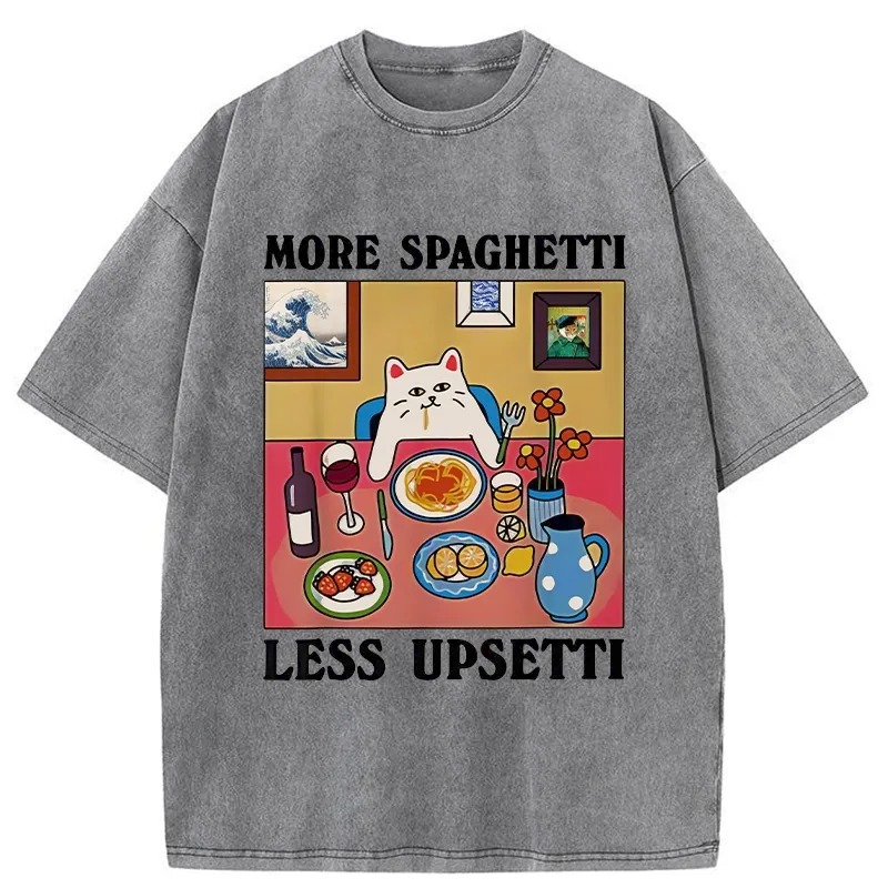 Modecanvas More Spaghetti Less Upsetti Washed T-Shirt-modecanvas