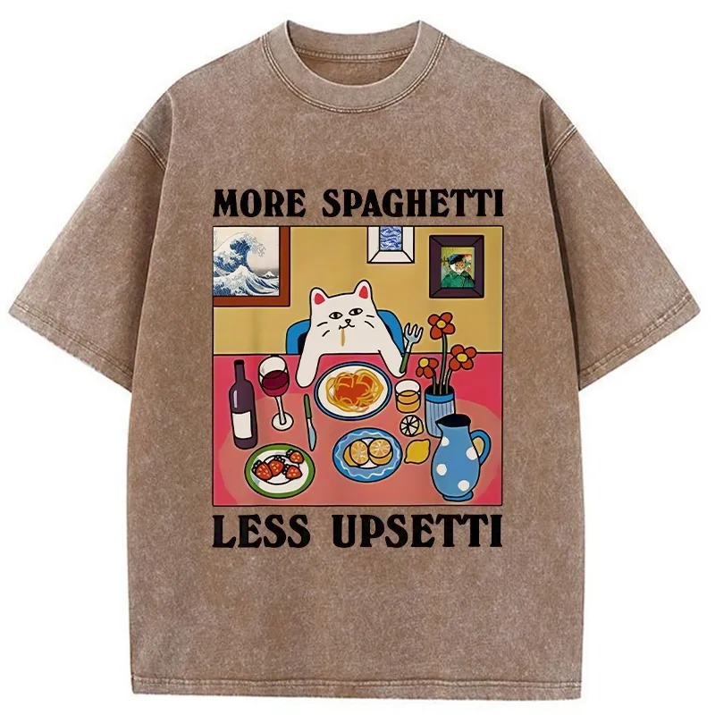 Modecanvas More Spaghetti Less Upsetti Washed T-Shirt-modecanvas