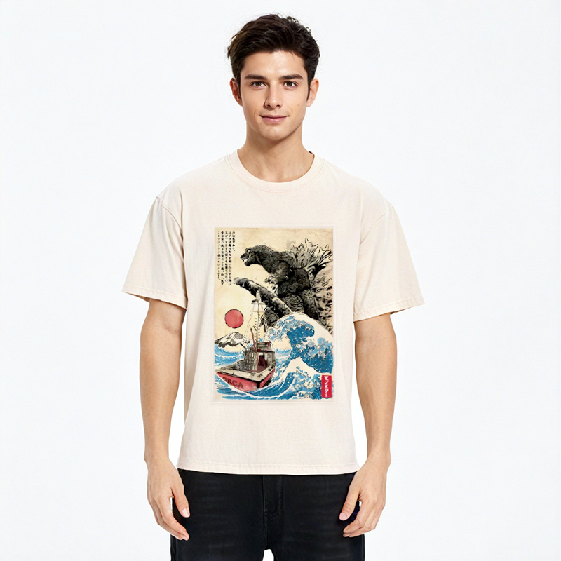 Modecanvas Orca in Japan Wave Washed T-Shirt