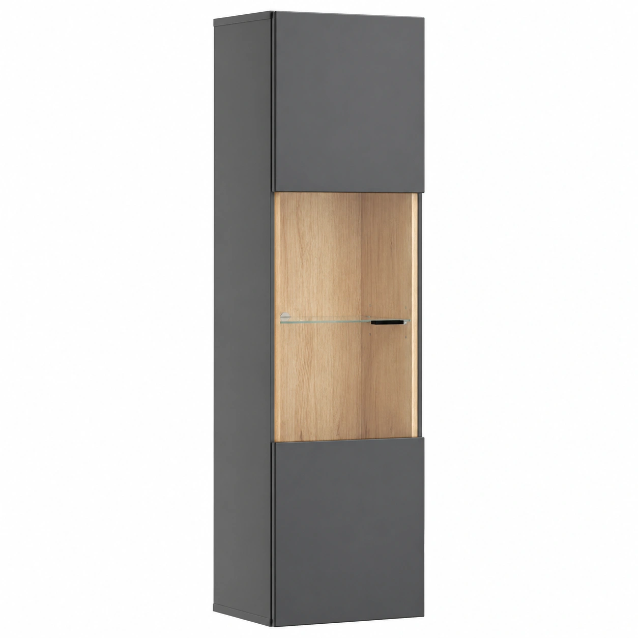 Vitrine Standvitrine modern Anthrazit Holzoptik Glasfach 30x130x35 cm-ordermovo