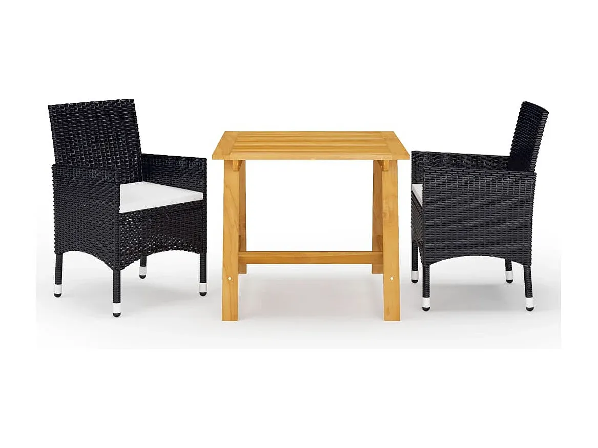 Moderne Garten-Essgruppe in Schwarz, 3-teilig