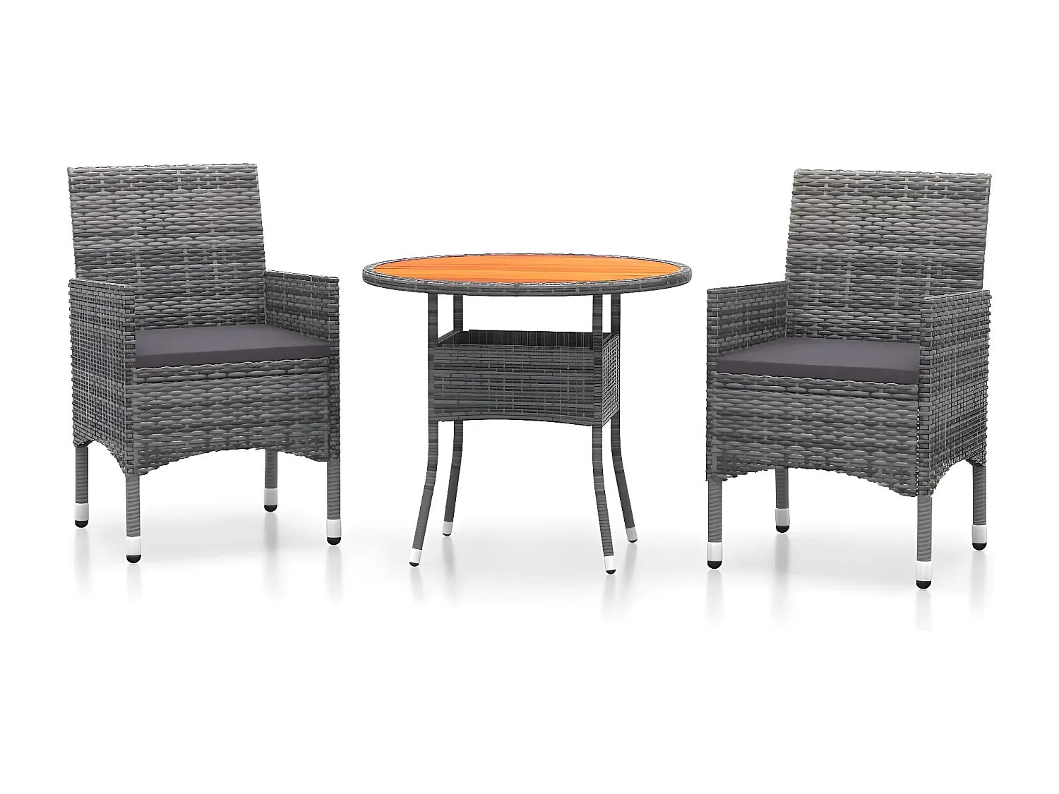 Garten-Essgruppe 3-teilig aus Poly Rattan in Grau