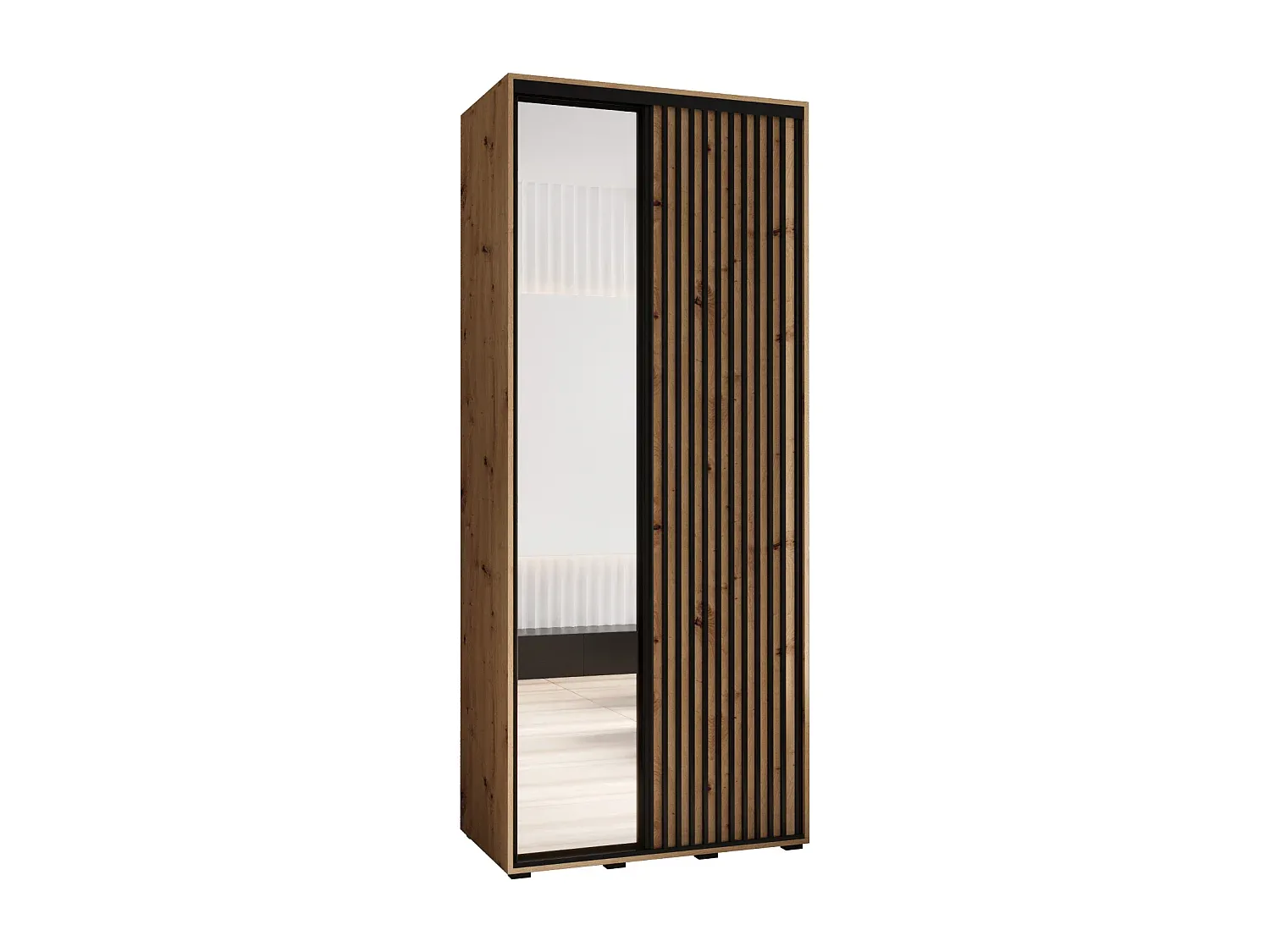 Großer Gleittürenschrank mit Holzoptik