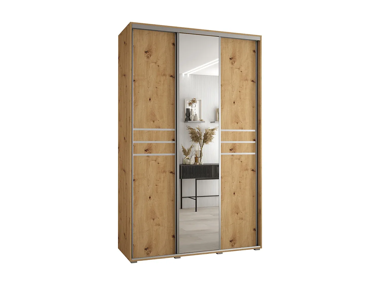 Moderner Drehtürenschrank mit Spiegel
