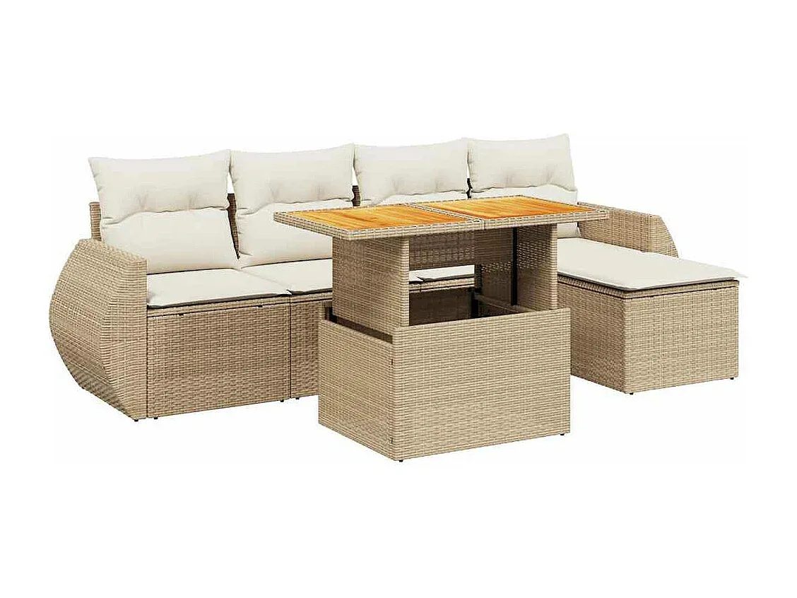 Moderne Gartenmöbel-Sofagarnitur mit Kissen, Beige