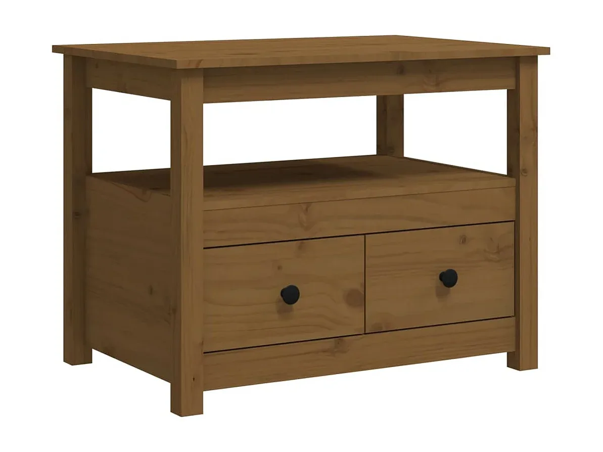 Massivholz Couchtisch in Honigbraun 71x49x55 cm