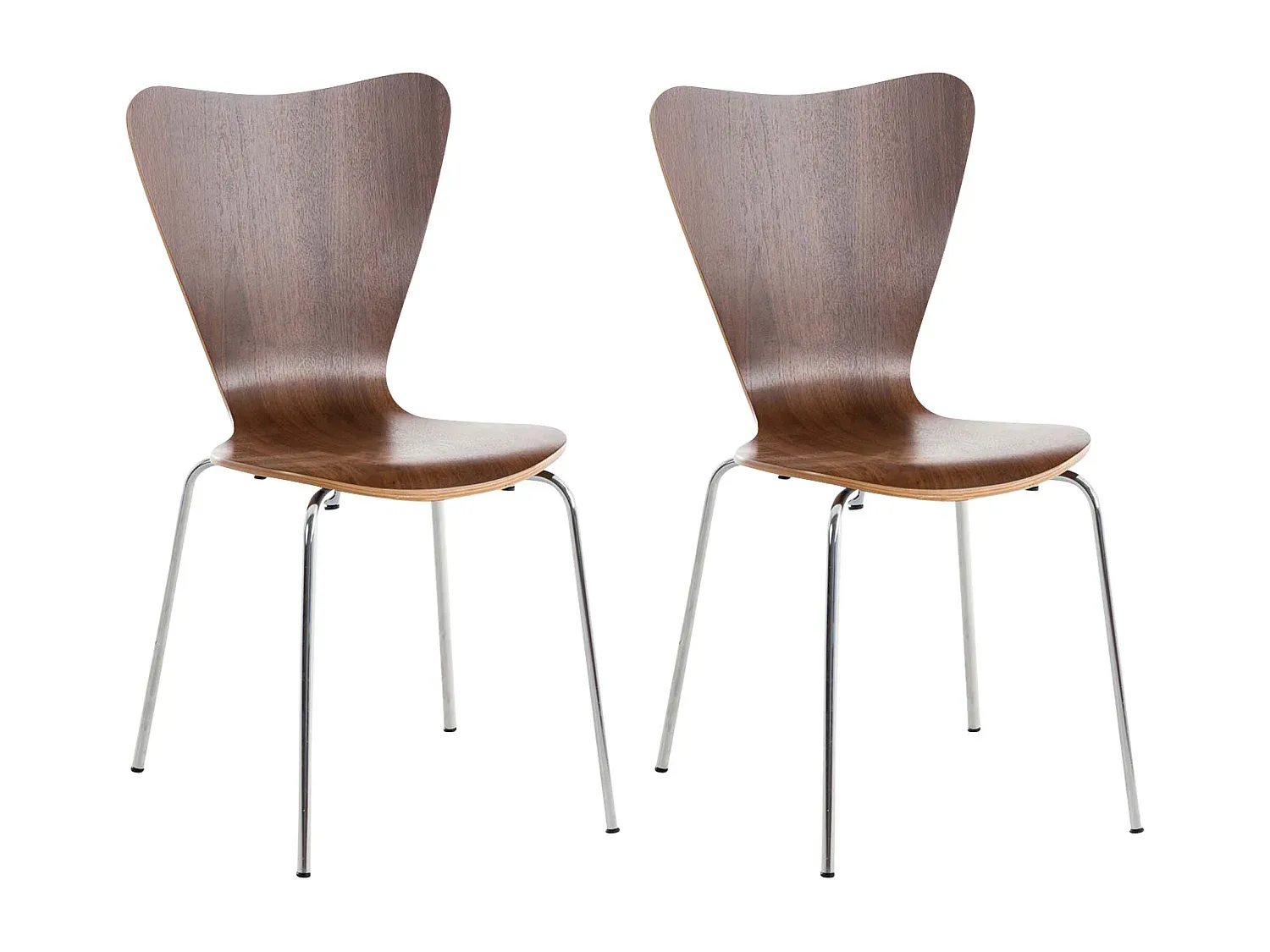 Eleganter Konferenzstuhl aus Holz, 2er Set, Walnuss
