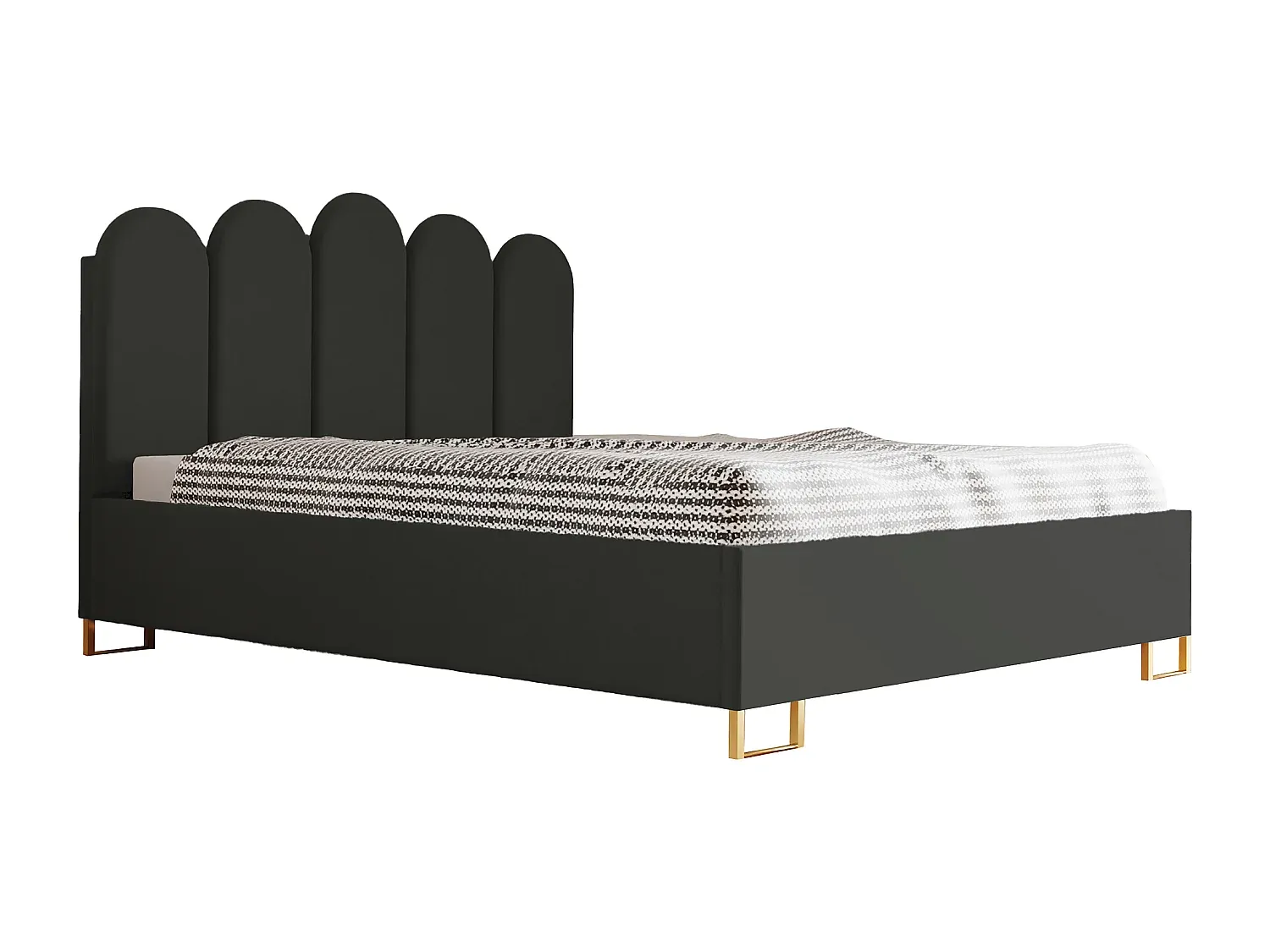 Gepolstertes Bett mit Stauraum, Gasdruckfeder, 120x200 cm, Anthrazit