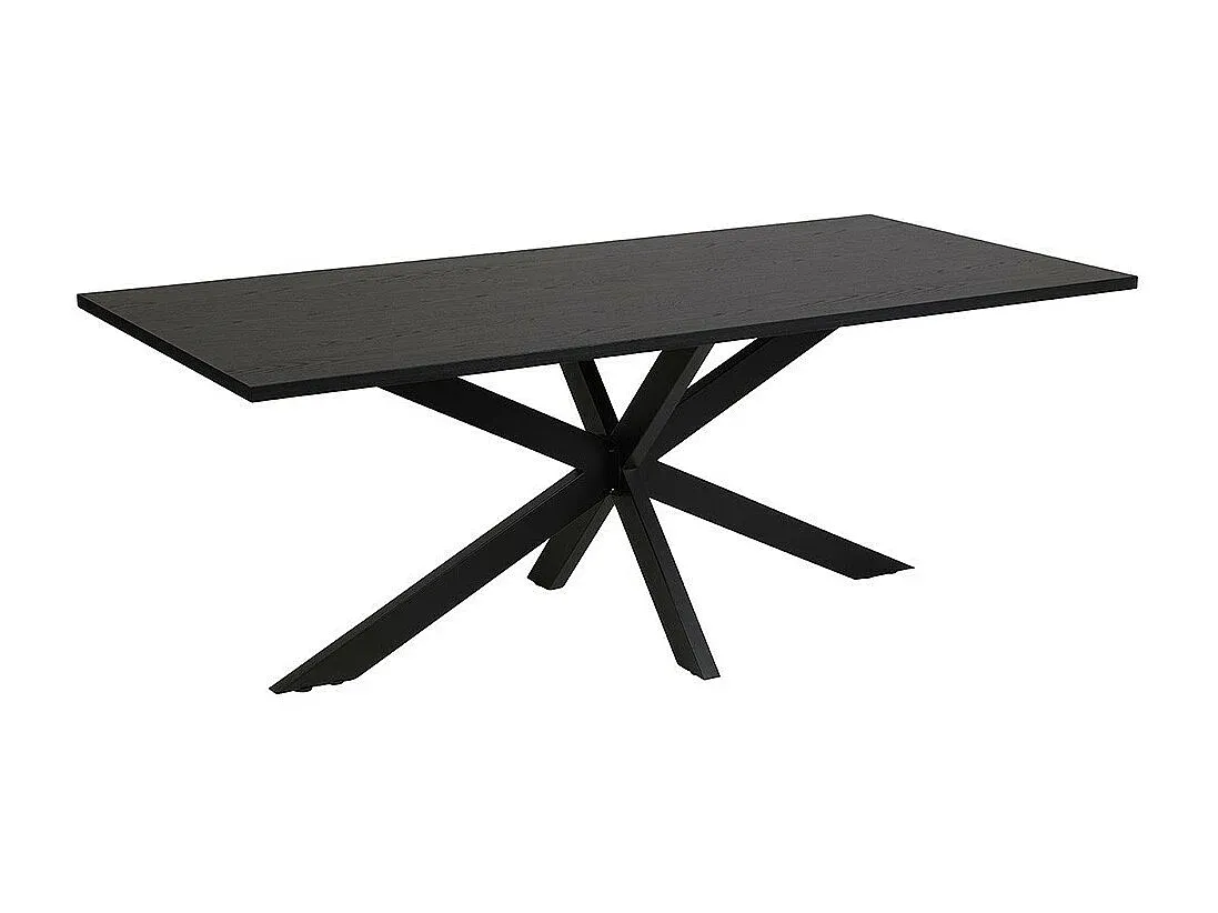 Eleganter Esstisch für 8 Personen mit Metallbeinen, Holzoptik Schwarz