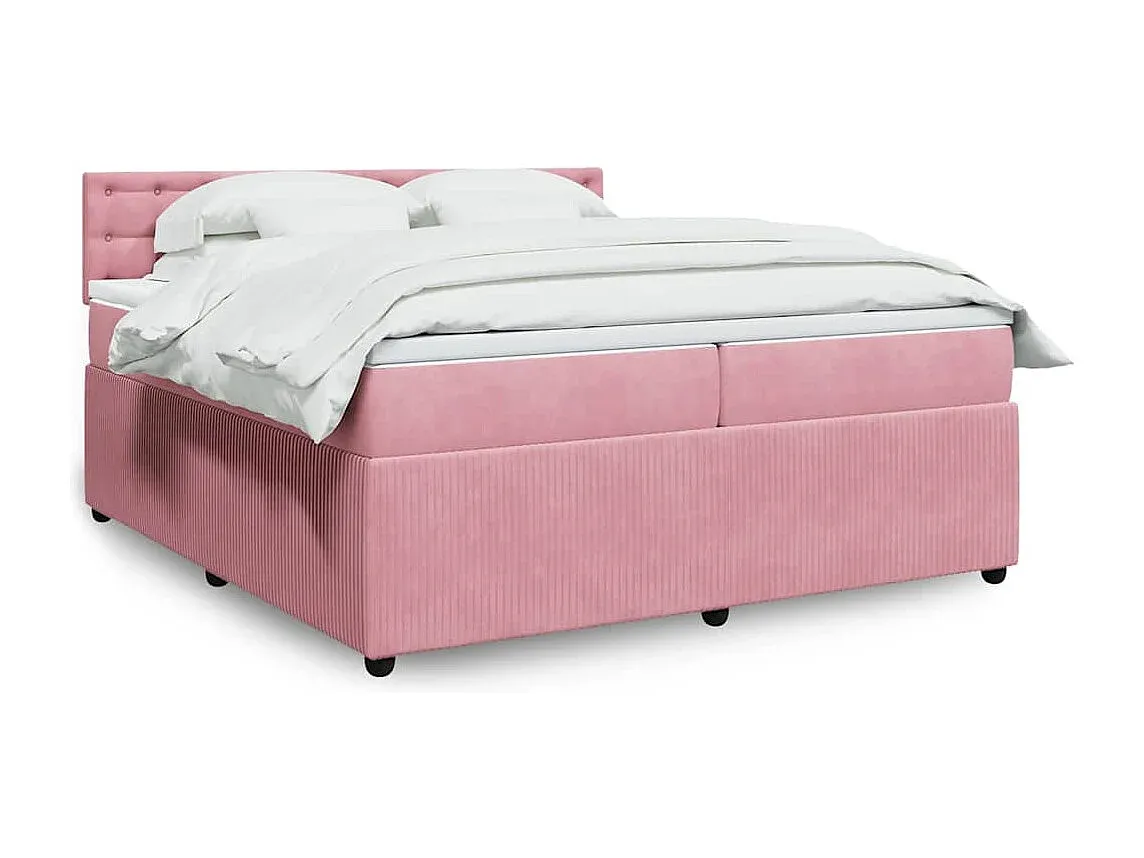 Komfortables Boxspringbett 200x200 cm in Samt Rosa