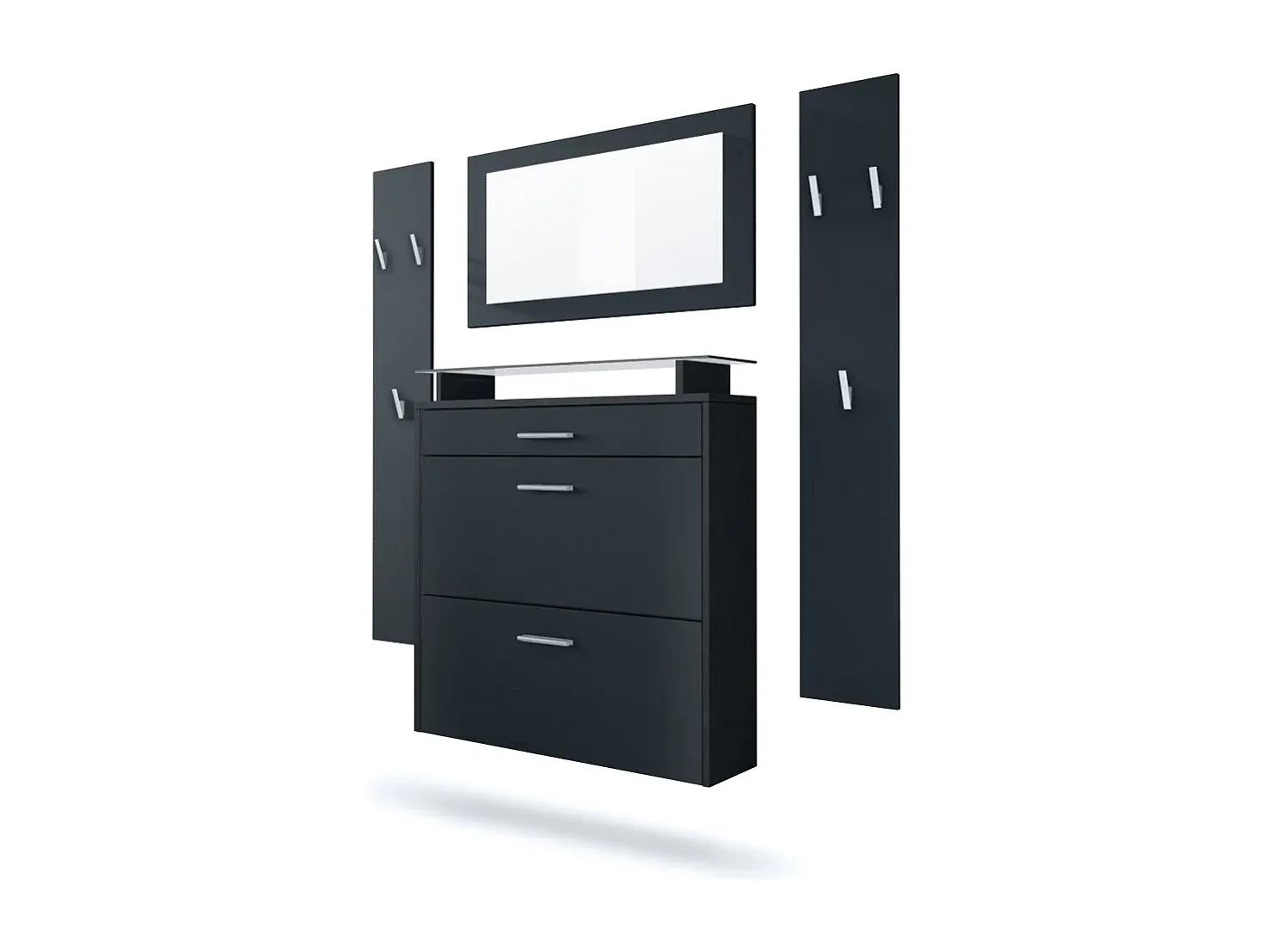 Schrank mit Hochglanzfront in Sandgrau