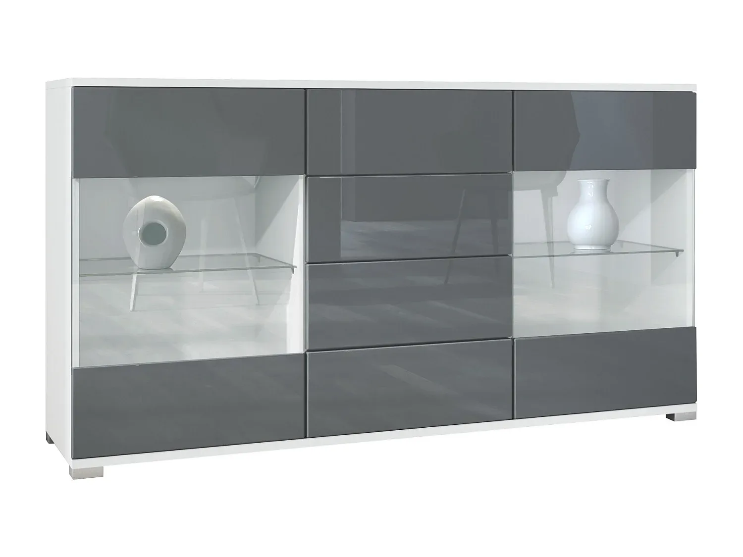 Modernes Sideboard in Hochglanz Sandgrau