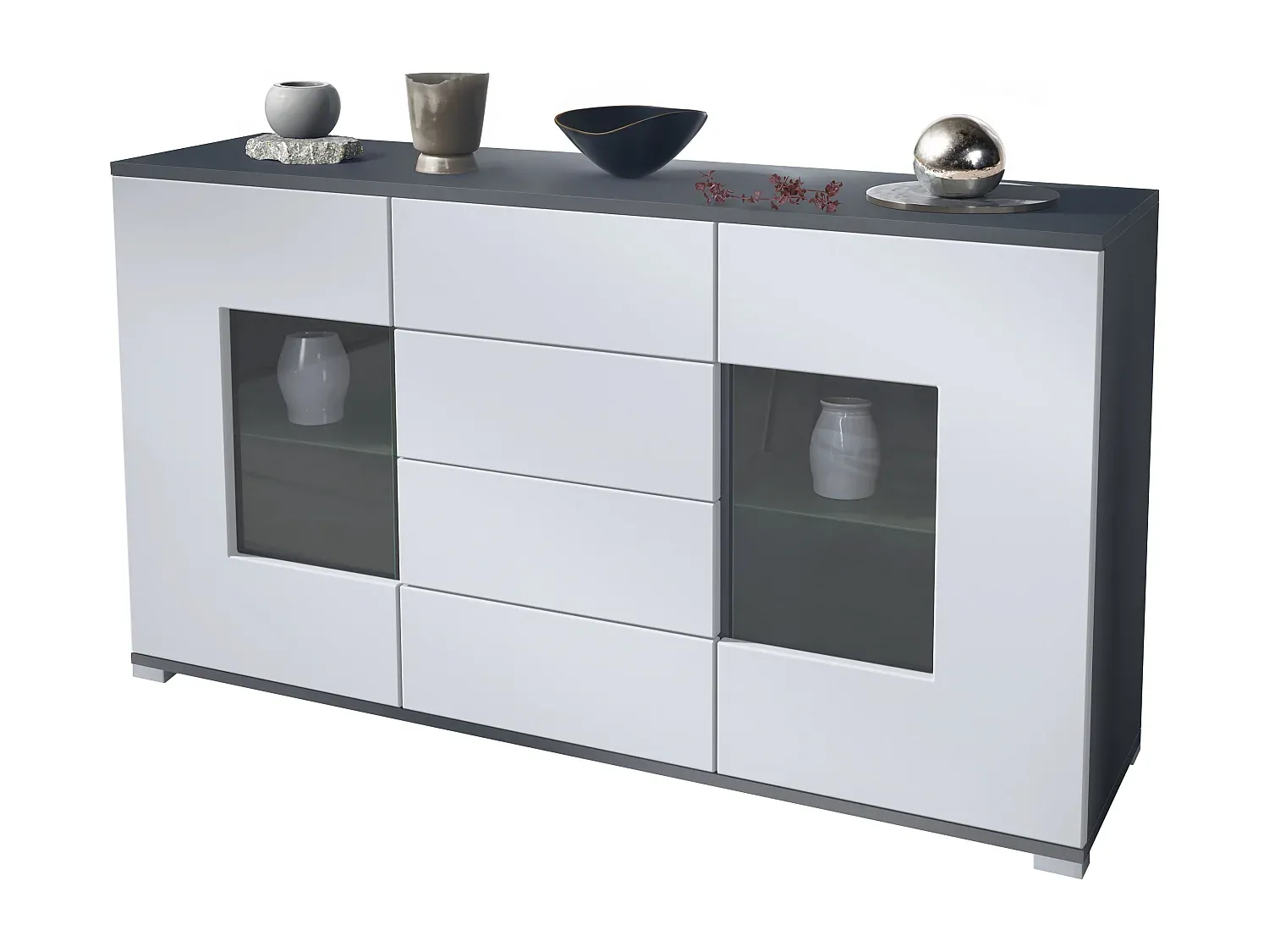 Hochglanz Sideboard in Sandgrau