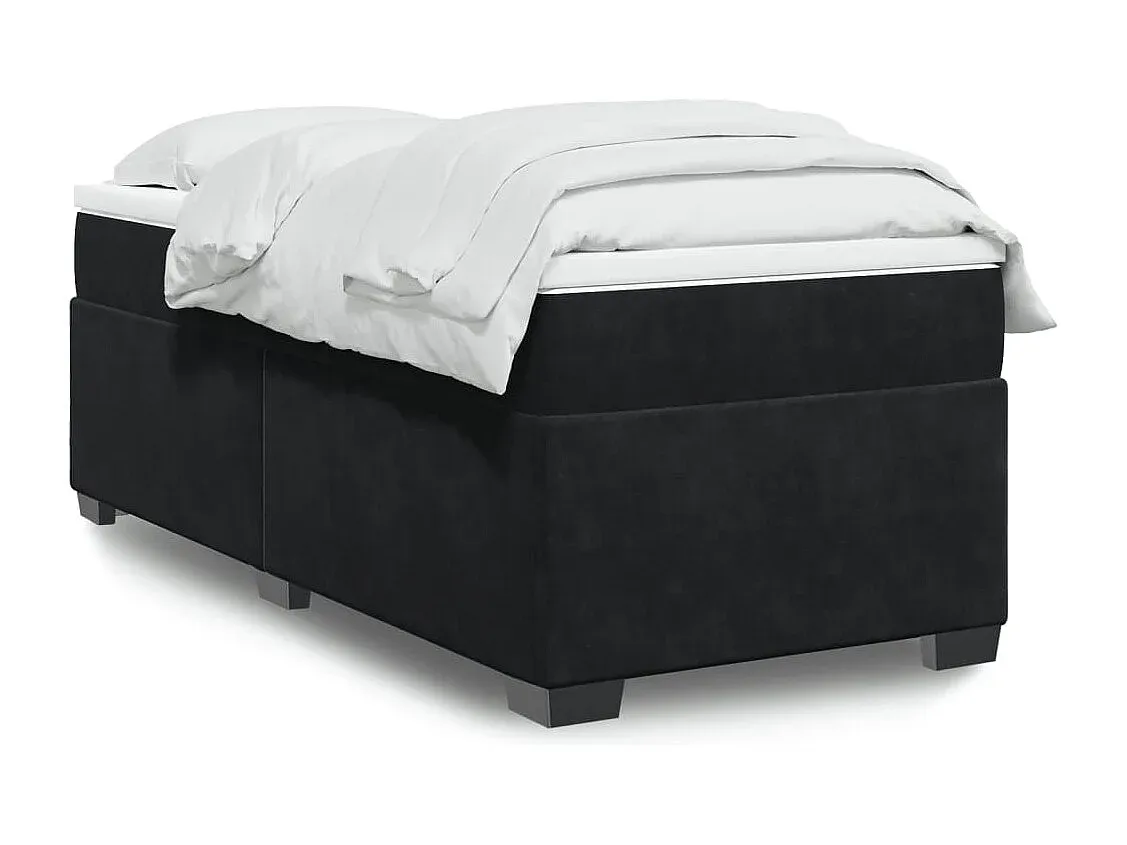 Hochwertiges Boxspringbett Schwarz 90x190 cm mit Samtbezug