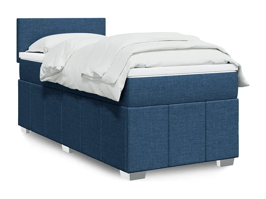 Komfortables Boxspringbett mit Matratze in Blau, 80x200 cm