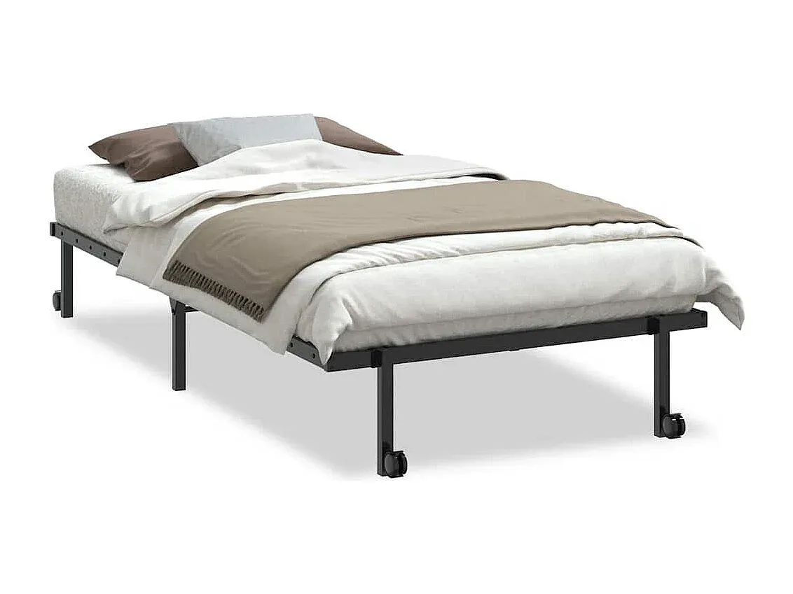 Klappbares Stahlbettgestell in Schwarz 107x203 cm