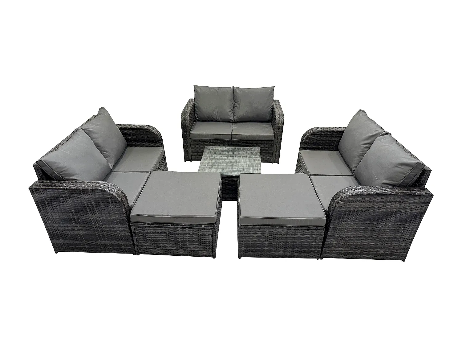Gartenmöbel-Set für 8 Personen mit Esstisch und Lounge-Sofa