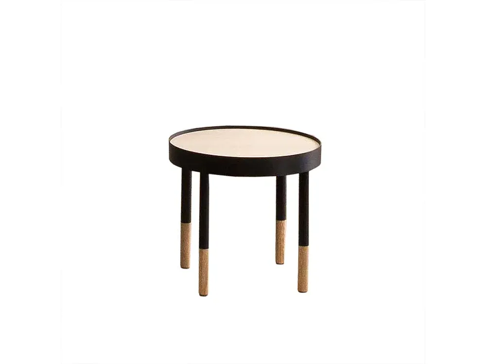 Runder Couchtisch in Schwarz und Eiche