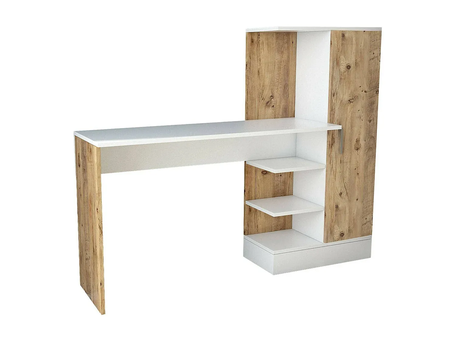 Eckschreibtisch aus Eiche und Weiß, 152x40x120 cm, vielseitiger Computertisch