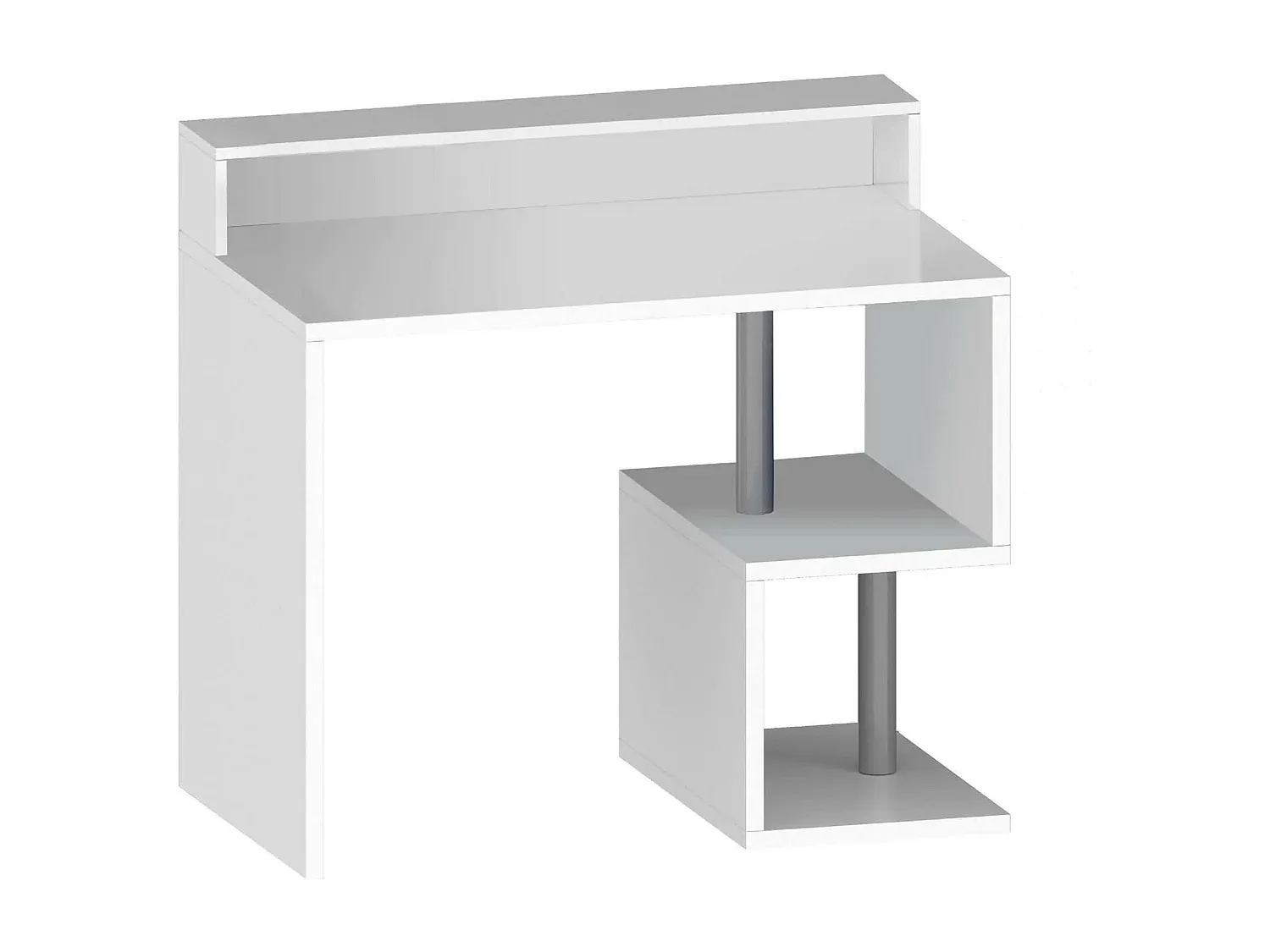 Multifunktionaler Bürotisch mit Ablagefächern und LED, 100x50x93 cm, Weiß