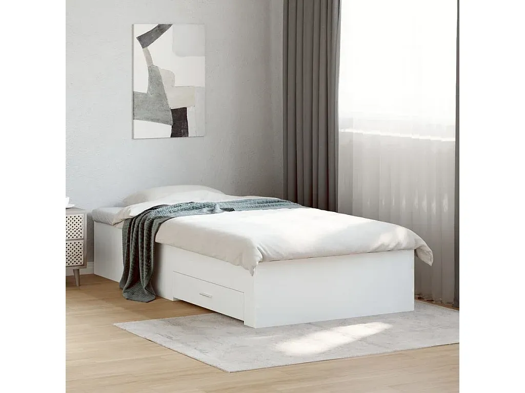 Räumungsbett mit Stauraumschubladen 75x190 cm Weiß