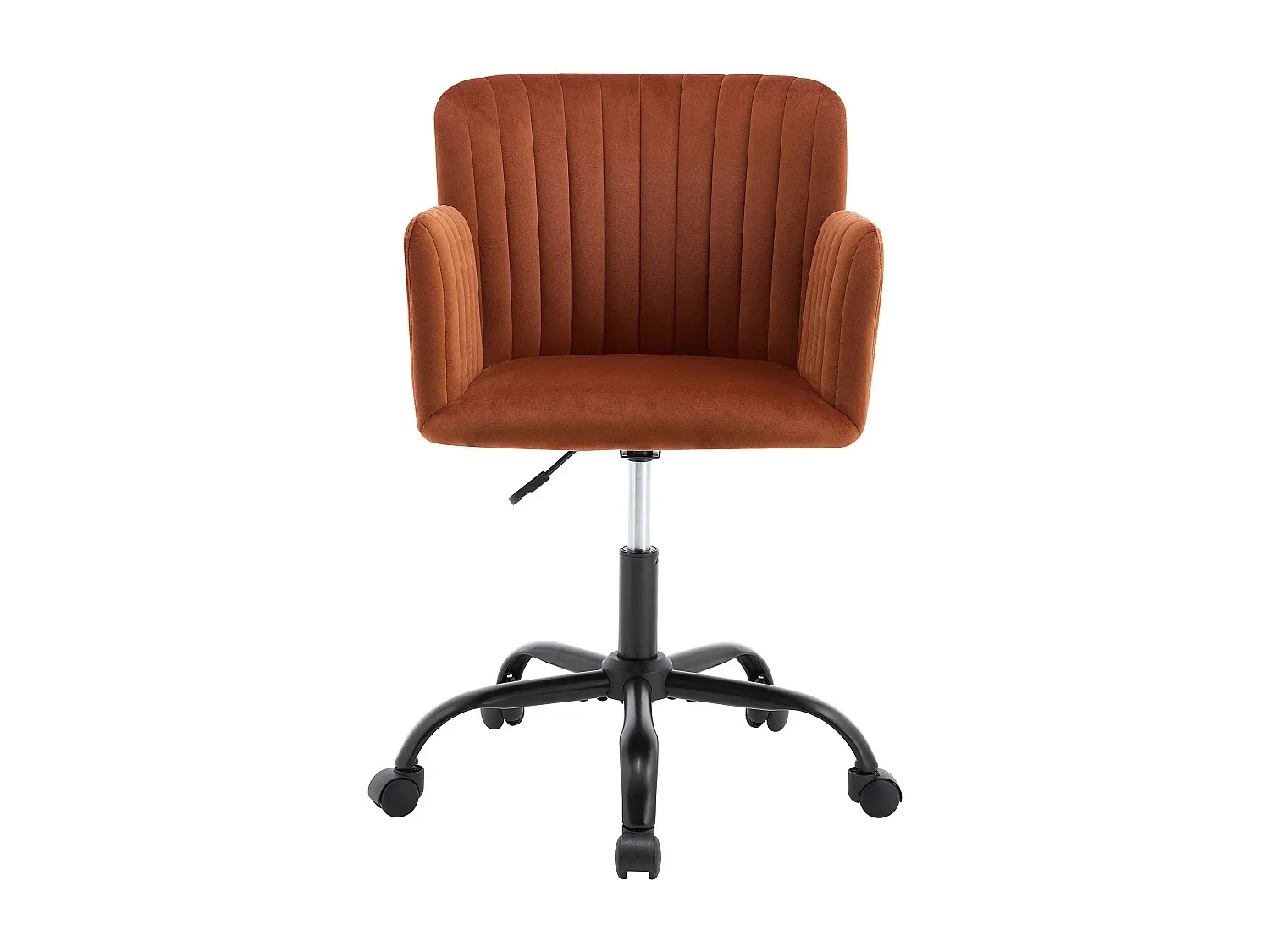 Bequemer Samt-Bürostuhl in Terracotta, höhenverstellbar